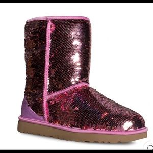 UGG Women Classic Sort Sequin. Color is Pink.